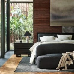 Pietro Woven Black Leather Queen Bed -Nesto Store CB2FA22 27A V1 1