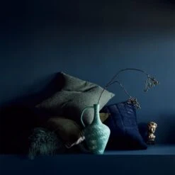 23" Channel Navy Faux Fur Throw Pillow -Nesto Store CB2FA22 45C 012 hero