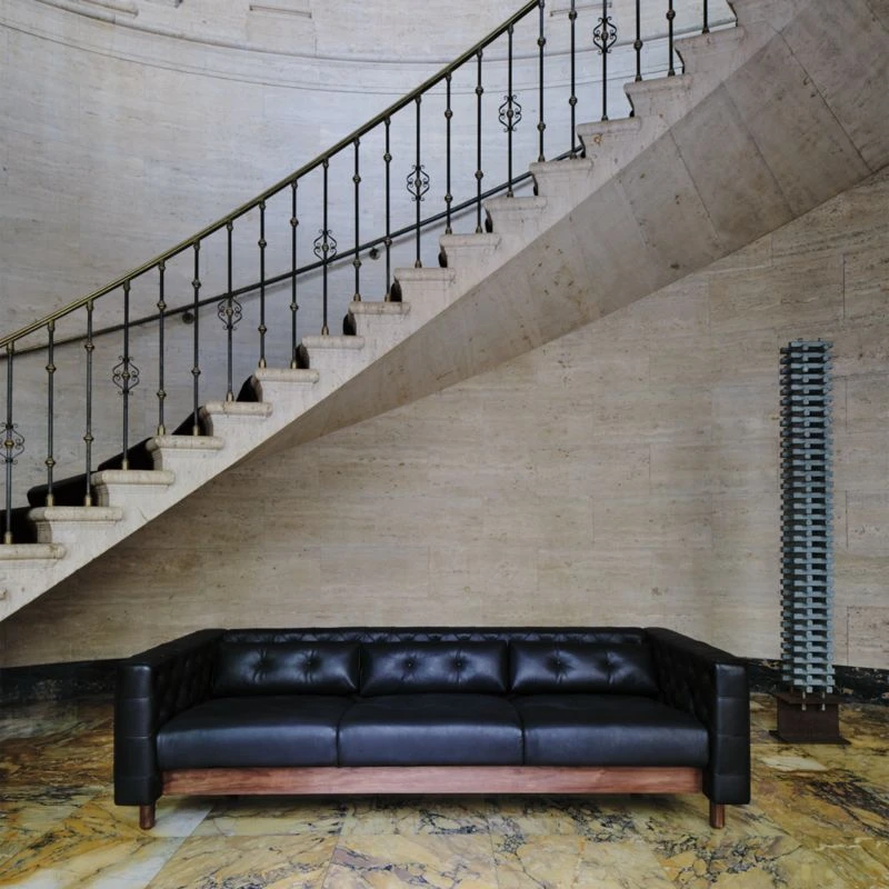 Marconi 3-Seater Tufted Black Leather Sofa 5 Marconi 3-Seater Tufted Black Leather Sofa - Image 3