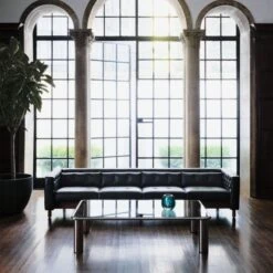 Marconi 4-Seater Tufted Black Leather Sofa -Nesto Store CB2FA22 FR 04 V2