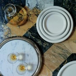 Piero Round Stainless Steel And Marble Serving Tray Set -Nesto Store CB2FA22 FR 15 Hero 2