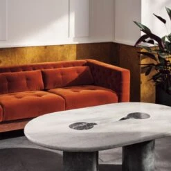 Liguria Oval White Marble Coffee Table With Black Marble Base 15 Liguria Oval White Marble Coffee Table With Black Marble Base -Nesto Store CB2FA22 PR GF 03A hero