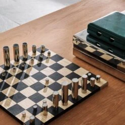 Famiglia Modern Stainless Steel Chess Set -Nesto Store CB2FA22 PR GF 07A 051