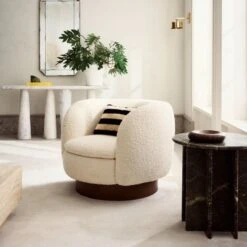 Muir White Boucle Swivel Chair -Nesto Store CB2FA23 02A V2
