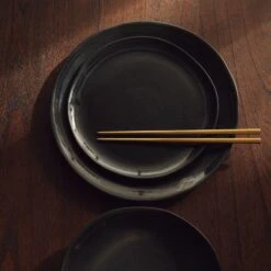 Hyacinth Black Dinner Plate With Reactive Glaze -Nesto Store CB2FA23 09A V1