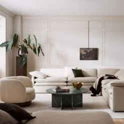 Muir White Boucle Swivel Chair -Nesto Store CB2FA23 42A V2