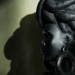 Weaver Bird Black Fiber Clay Bust 17 Weaver Bird Black Fiber Clay Bust -Nesto Store CB2FA23 BID 09 Det 2017