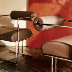 Barber Brown Leather Dining Chair 12 Barber Brown Leather Dining Chair -Nesto Store CB2FA23 BID 11 V1 RET