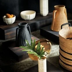 Luana Woven Black Vase Small -Nesto Store CB2FA23 BID 12 v2 RET 1