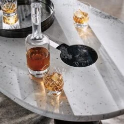 Liguria Oval White Marble Coffee Table With Black Marble Base 16 Liguria Oval White Marble Coffee Table With Black Marble Base -Nesto Store CB2HOL22 02B hero