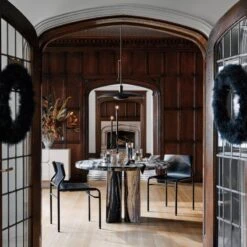 Surf Sling Black Leather Dining Chair 13 Surf Sling Black Leather Dining Chair -Nesto Store CB2HOL22 04A hero