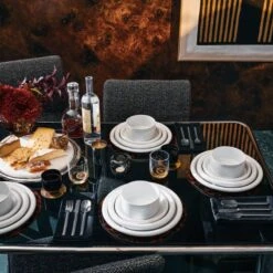 Bovisio Rectangular Smoked Glass Dining Table 16 Bovisio Rectangular Smoked Glass Dining Table -Nesto Store CB2HOL22 05B V1