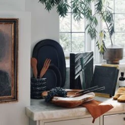 Sculpt Terracotta Large Black Platter -Nesto Store CB2HOL22 20A Hero 1