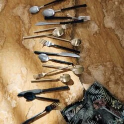 20-Piece Parallel Brushed Black Flatware Set -Nesto Store CB2HOL22 21A V2 1