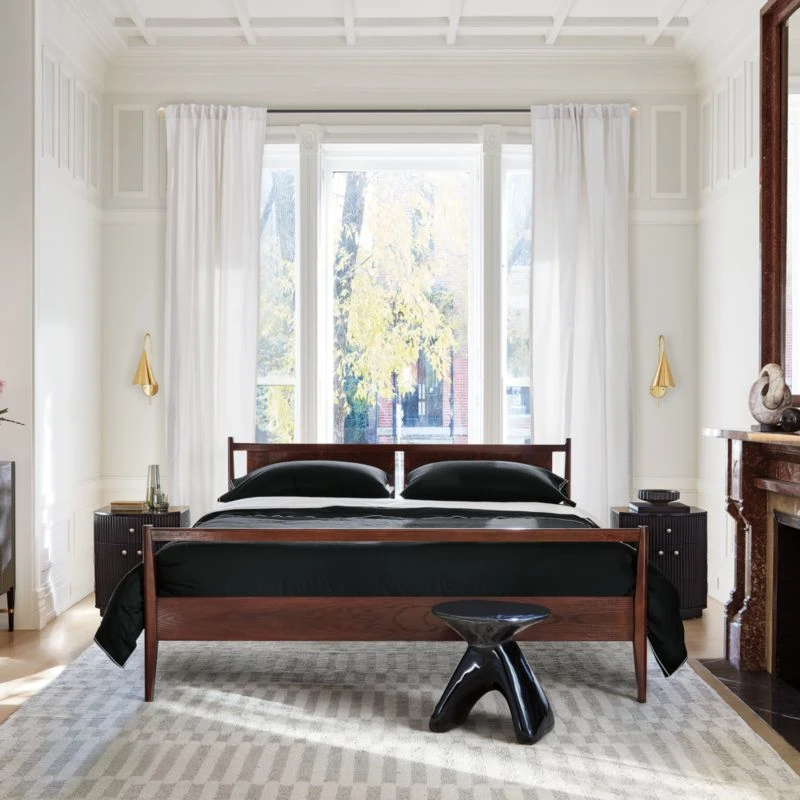 Cameo Curved Black Wood Nightstand With Drawer 4 Cameo Curved Black Wood Nightstand With Drawer - Image 2