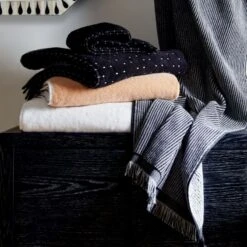 Astrid Organic Cotton Reversible Black And White Bath Towel -Nesto Store CB2SP22 40B v1 RET