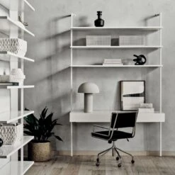 Stairway 2-Drawer White Wall Mount Desk With Shelves 96'' -Nesto Store CB2SP22 48C hero