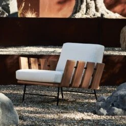 Seahaven Teak Outdoor Lounge Chair With Sand Perennials® Cushions -Nesto Store CB2SP22 LF 2B V1