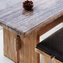 Lupine Teak Outdoor Dining Bench With Sunbrella ® Cushion -Nesto Store CB2SP22 LF 8B RES detail1