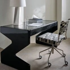 Perno 2-Drawer High-Gloss Black Oak Wood Desk -Nesto Store CB2SP23 10G V2 1