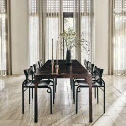 Surf Sling Black Leather Dining Chair 12 Surf Sling Black Leather Dining Chair -Nesto Store CB2SP23 21A V1