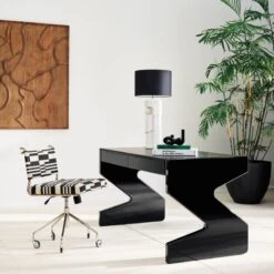 Vicino Black And White Patterned Upholstered Office Chair -Nesto Store CB2SP23 PR 02A V1