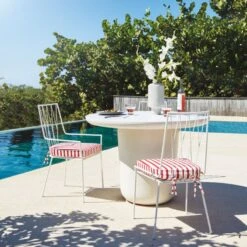 Pavilion Ivory Outdoor Dining Armchair With Striped Sunbrella ® Cushion Model 6470 Set Of 2 12 Pavilion Ivory Outdoor Dining Armchair With Striped Sunbrella ® Cushion Model 6470 Set Of 2 -Nesto Store CB2SU22 14A v1 RET 1