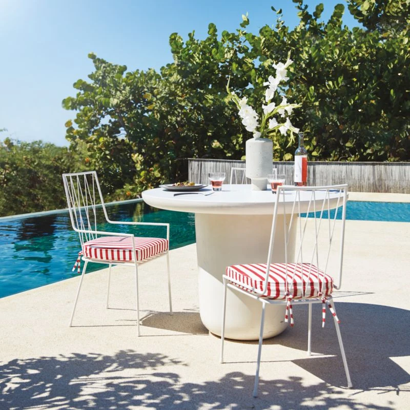 Pavilion Ivory Outdoor Dining Armchair With Striped Sunbrella ® Cushion Model 6470 Set Of 4 5 Pavilion Ivory Outdoor Dining Armchair With Striped Sunbrella ® Cushion Model 6470 Set Of 4 - Image 3