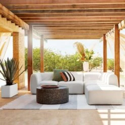 Kelso Charcoal And Camel Stripe Indoor/Outdoor Area Rug 5'x8' -Nesto Store CB2SU22 19B v1 RET 2