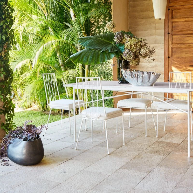 Pavilion Ivory Metal Outdoor Dining Table With Marble Top Model 6141 4 Pavilion Ivory Metal Outdoor Dining Table With Marble Top Model 6141 - Image 2