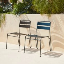 Lucinda Black Outdoor Patio Stacking Chair -Nesto Store CB2SU23 15D V1 RET