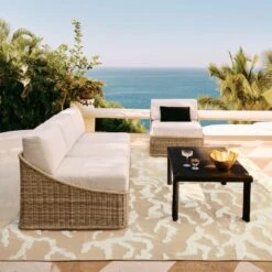 Nino Ivory Rattan Outdoor Lounge Chair With Ivory Boucle Sunbrella® Cushions -Nesto Store CB2SU23 RC 06B HERO V2 2