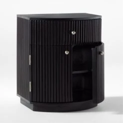 Cameo Curved Black Wood Nightstand With Drawer 14 Cameo Curved Black Wood Nightstand With Drawer -Nesto Store CameoBlkCrvdNightstand3QAVSSS22