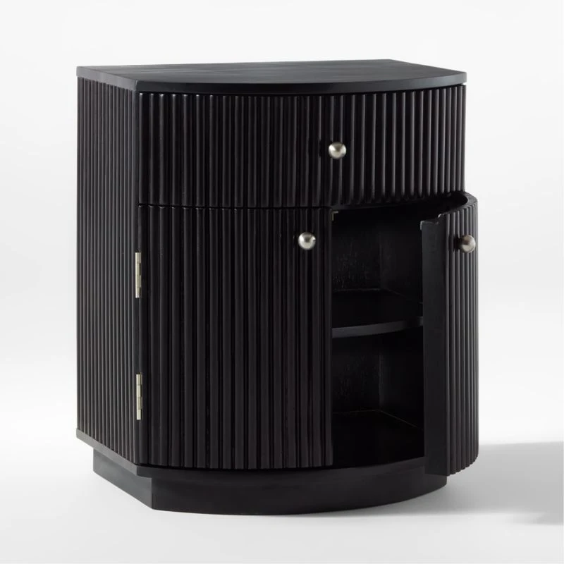 Cameo Curved Black Wood Nightstand With Drawer 7 Cameo Curved Black Wood Nightstand With Drawer - Image 5