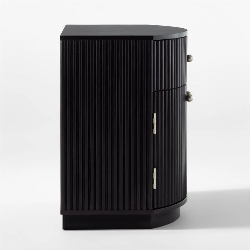 Cameo Curved Black Wood Nightstand With Drawer 8 Cameo Curved Black Wood Nightstand With Drawer - Image 6