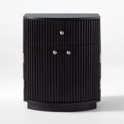 Cameo Curved Black Wood Nightstand With Drawer 12 Cameo Curved Black Wood Nightstand With Drawer -Nesto Store CameoBlkCrvdNightstandSOSSS22