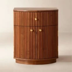 Cameo Curved Midtone Acacia Wood Nightstand