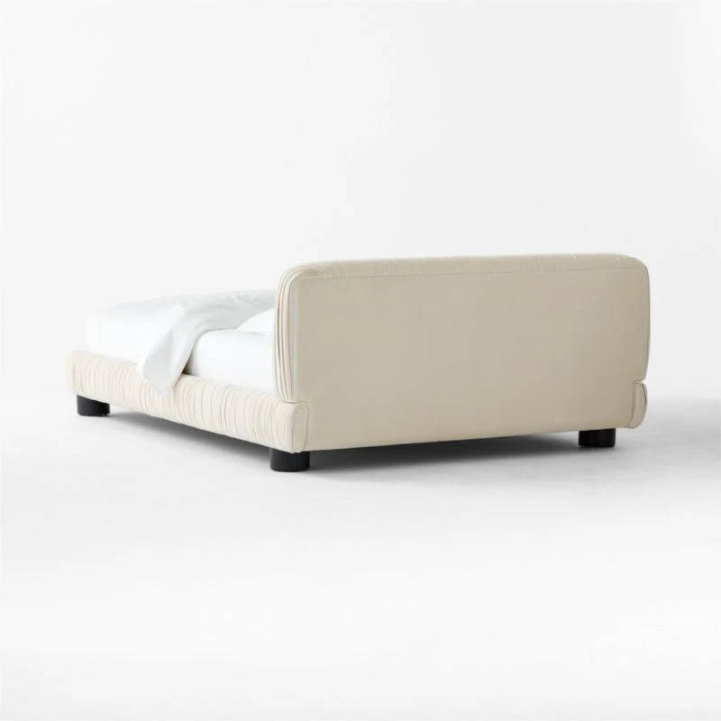 Cantar Ivory Velvet Upholstered Queen Bed 7 Cantar Ivory Velvet Upholstered Queen Bed - Image 5