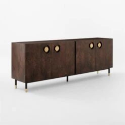 Carbon Brown Burl Wood Media Console -Nesto Store CarbonBnBrlWdMdCredenza3QSSF22