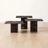 3-Piece Carve Square Black Marble Side Table Set 2 3-Piece Carve Square Black Marble Side Table Set -Nesto Store CarveBlkMrblCcktlTableGrpFHS23