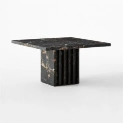 Carve Square Black Marble Side Table Small -Nesto Store CarveBlkMrblCcktlTableSm3QSSS23