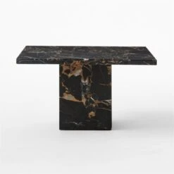 Carve Square Black Marble Side Table Small -Nesto Store CarveBlkMrblCcktlTableSmSDSSS23