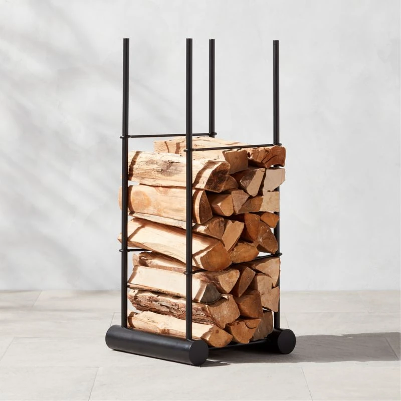 Casimir Black Steel Outdoor Firewood Rack 3 Casimir Black Steel Outdoor Firewood Rack