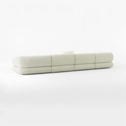 Chale 6-Piece L-Shaped Ivory White Boucle Sectional Sofa -Nesto Store Chale6PcCreamBclSect3QBSSS23