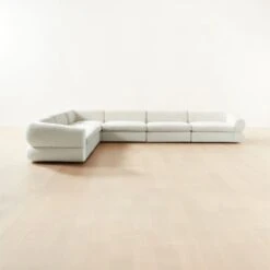 Chale 6-Piece L-Shaped Ivory White Boucle Sectional Sofa