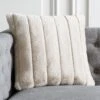 Channel Off-White Faux Fur Throw Pillow With Down-Alternative Insert 18" -Nesto Store ChannelFFOtPllwCvr18X18inSHF21