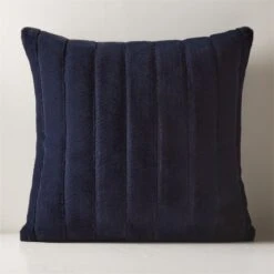 23" Channel Navy Faux Fur Throw Pillow