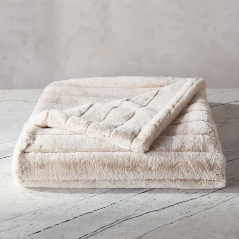 Channel Oat Faux Fur Throw Blanket 3 Channel Oat Faux Fur Throw Blanket