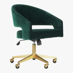 Channel Green Velvet Office Chair -Nesto Store ChannelGrnVlvtOffcChair3QF19