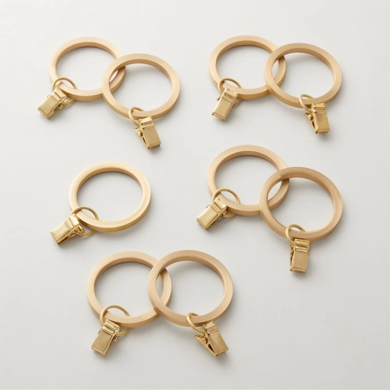 Brushed Brass Curtain Rings With Clips Set Of 9 3 Brushed Brass Curtain Rings With Clips Set Of 9